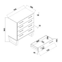 Tilston Wooden Wide Chest Of 4 Drawers In White And Black