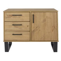 Tilston Wooden Sideboard With 1 Door 3 Drawers In Oak And Black