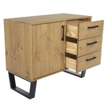 Tilston Wooden Sideboard With 1 Door 3 Drawers In Oak And Black