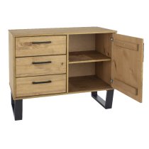 Tilston Wooden Sideboard With 1 Door 3 Drawers In Oak And Black