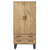 Tilston Wooden Wardrobe With 2 Doors 2 Drawers In Oak And Black