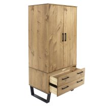 Tilston Wooden Wardrobe With 2 Doors 2 Drawers In Oak And Black