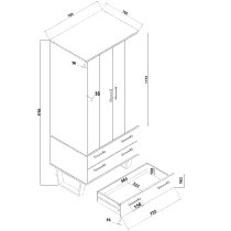 Tilston Wooden Wardrobe With 2 Doors 2 Drawers In Oak And Black