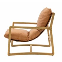 Bandera Leather Lounge Chair With Oak Legs In Brown