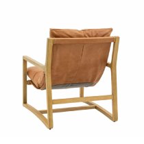 Bandera Leather Lounge Chair With Oak Legs In Brown