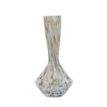 Auburn Glass Decorative Vase In Brown And White