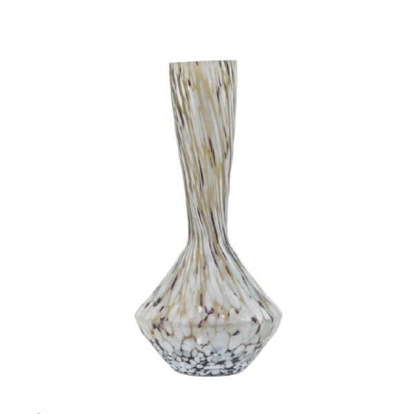 Auburn Glass Decorative Vase In Brown And White