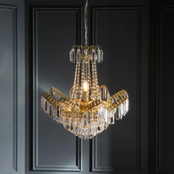 Anthony 9 Light Glass Shade Pendant Light In Gold