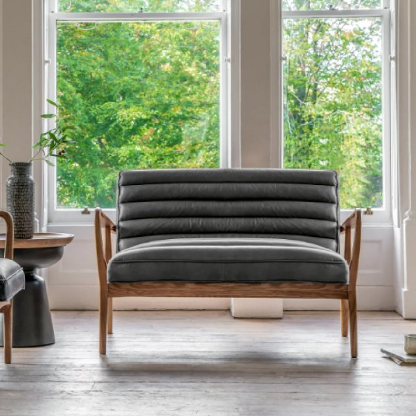 Budapest Fabric 2 Seater Sofa In Antique Ebony