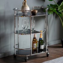 Billingham Glass Drinks Serving Trolley In Black And Silver