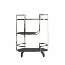 Billingham Glass Drinks Serving Trolley In Black And Silver