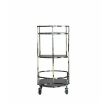 Billingham Glass Drinks Serving Trolley In Black And Silver