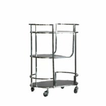 Billingham Glass Drinks Serving Trolley In Black And Silver