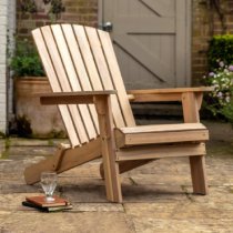 Abilene Wooden Lounge Chair with Footstool In Natural