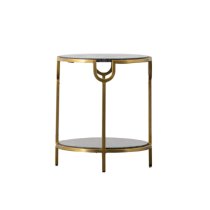 Waldorf Metal Round Side Table In Black And Gold