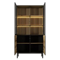 Laramie LED Wooden Display Cabinet With 4 Doors In Oak And Black