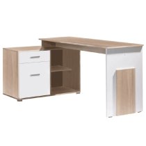 Caldwell Wooden Corner Laptop Desk With 2 Shelves In Sonoma Oak