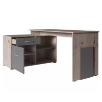 Caldwell Wooden Corner Laptop Desk With 2 Shelves In Wellington Oak