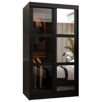 Danville Small Mirrored Wardrobe With 2 Sliding Doors In Black