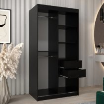 Danville Small Mirrored Wardrobe With 2 Sliding Doors In Black