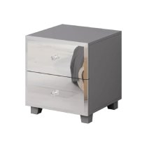 Bangor Mirrored Bedside Cabinet With 2 Drawers In Grey