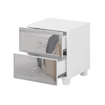 Bangor Mirrored Bedside Cabinet With 2 Drawers In White