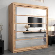 Reston Mirrored Wardrobe With 2 Sliding Doors In Oak Artisan