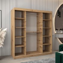 Reston Mirrored Wardrobe With 2 Sliding Doors In Oak Artisan