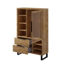 Hamburg Wooden Display Cabinet With 1 Door In Wotan Oak