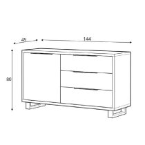 Hamburg Wooden Sideboard With 1 Door 3 Drawers In Wotan Oak