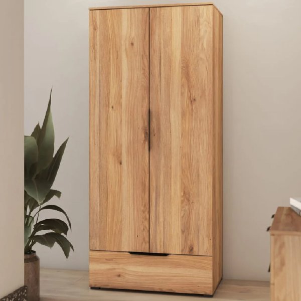 Tarzana Wooden Wardrobe With 2 Doors In Mauvella Oak