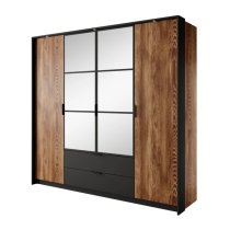 Madrid Wooden Wardrobe With 4 Doors In Chestnut Oak