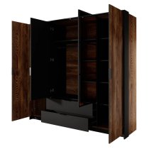 Madrid Wooden Wardrobe With 4 Doors In Chestnut Oak