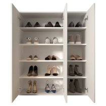 Salta High Gloss Shoe Storage Cabinet With 3 Doors In White