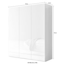 Salta High Gloss Shoe Storage Cabinet With 3 Doors In White