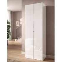 Salta Tall High Gloss Shoe Storage Cabinet 2 Doors In White