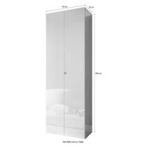 Salta Tall High Gloss Shoe Storage Cabinet 2 Doors In White