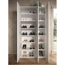 Salta Tall High Gloss Shoe Storage Cabinet 3 Doors In White