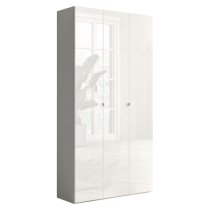 Salta Tall High Gloss Shoe Storage Cabinet 3 Doors In White