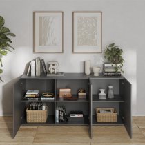 Sassari Wooden Sideboard With 3 Doors In Anthracite