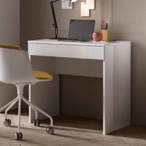 Salta High Gloss Laptop Desk With 1 Drawer In White