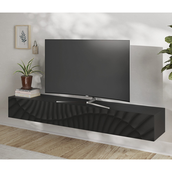 Sassari Wide Wooden TV Stand With 1 Door In Anthracite