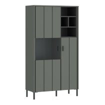 Arthur Wooden Display Cabinet With 3 Doors In Green Grey