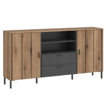 Arthur Wooden Sideboard With 2 Doors 2 Shelves In Grey Oak