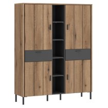 Arthur Wooden Wardrobe With 4 Doors 2 Drawers In Grey Oak