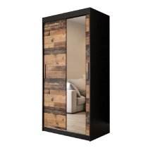 Topeka 1 Mirrored 100cm Wardrobe With 2 Sliding Doors In Dark Oak