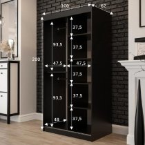 Topeka 1 Mirrored 100cm Wardrobe With 2 Sliding Doors In Dark Oak