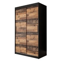 Topeka Wooden 120cm Wardrobe With 2 Sliding Doors In Dark Oak