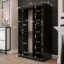 Topeka Wooden 120cm Wardrobe With 2 Sliding Doors In Dark Oak