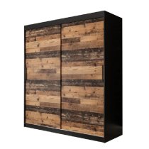 Topeka Wooden 180cm Wardrobe With 2 Sliding Doors In Dark Oak